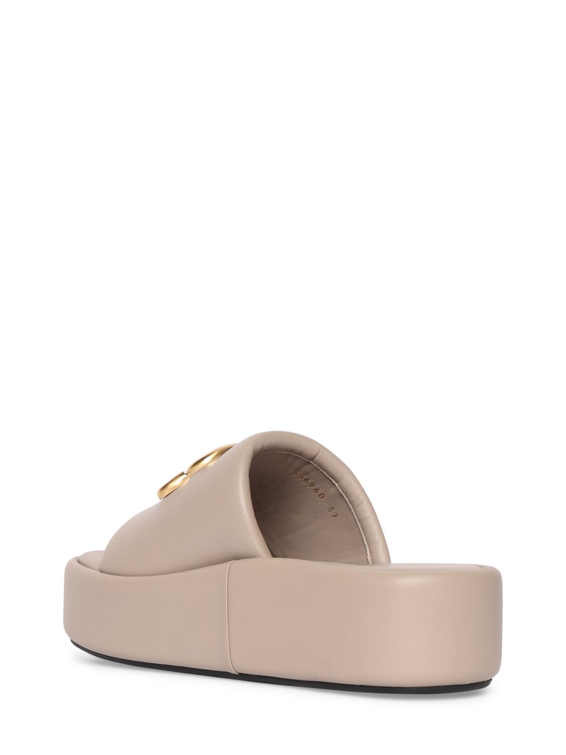 Shop Balenciaga 80mm Bb Shiny Leather Slide Sandals In Beige