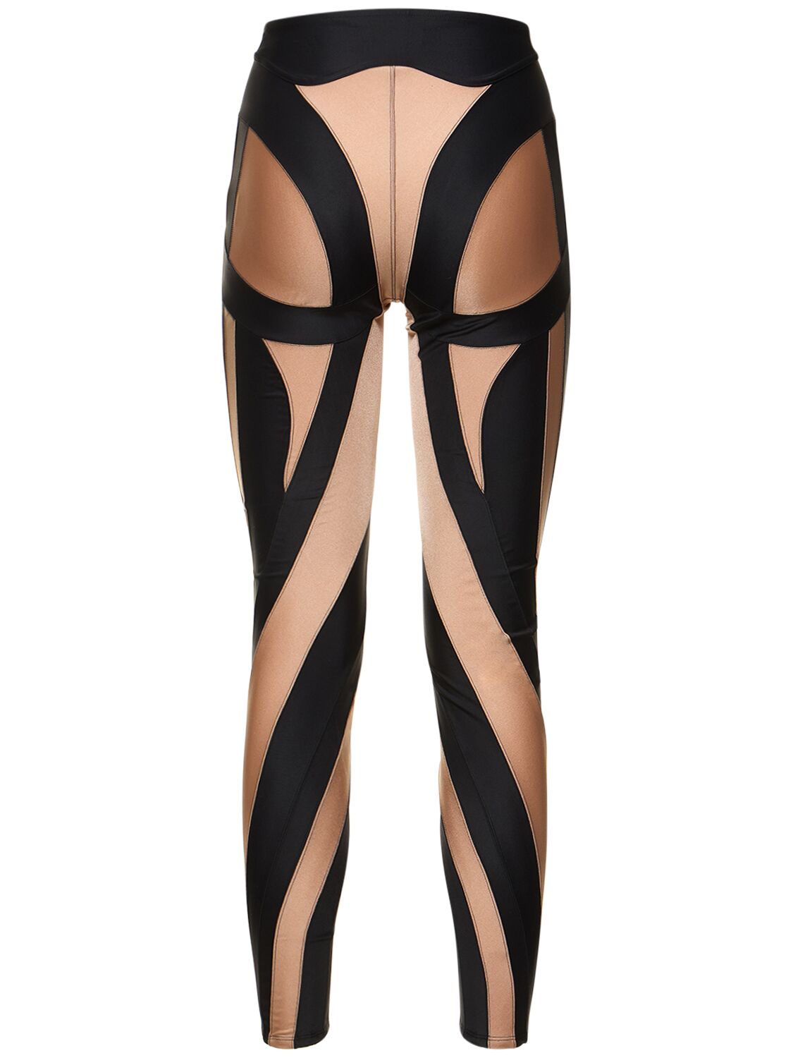 Shop Mugler Jersey & Tulle Leggings In Brown,powder