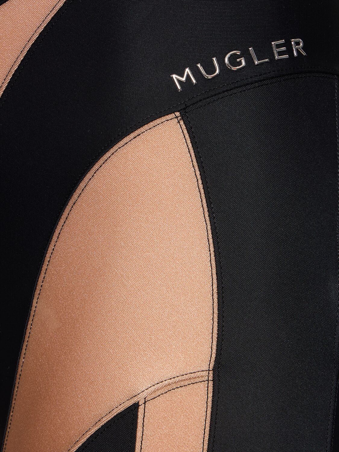 Shop Mugler Jersey & Tulle Leggings In Brown,powder