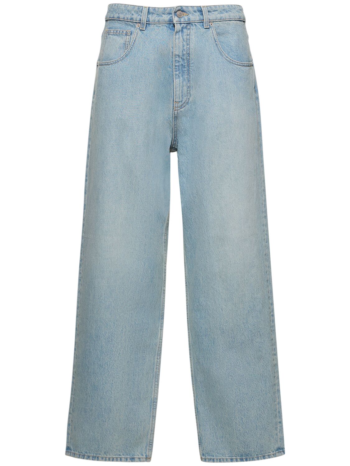 Image of Straight Leg Cotton Denim Jeans