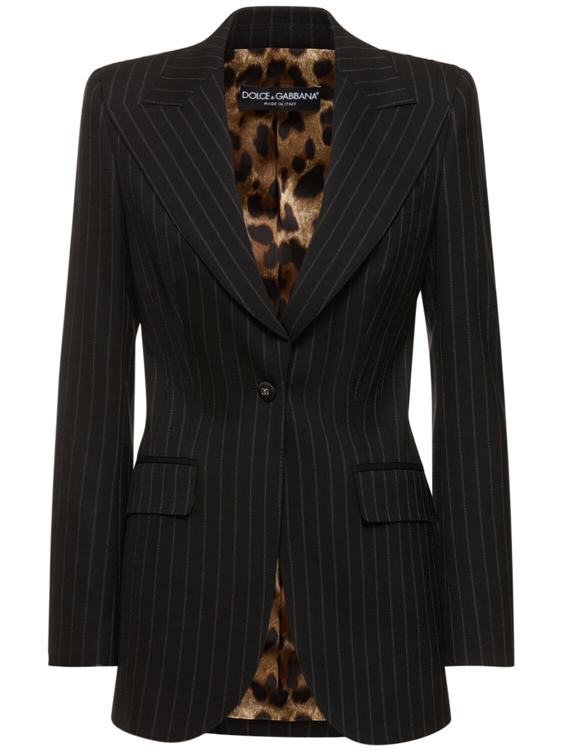 Shop Dolce & Gabbana Pinstriped Wool Single Breasted Jacket In White,black