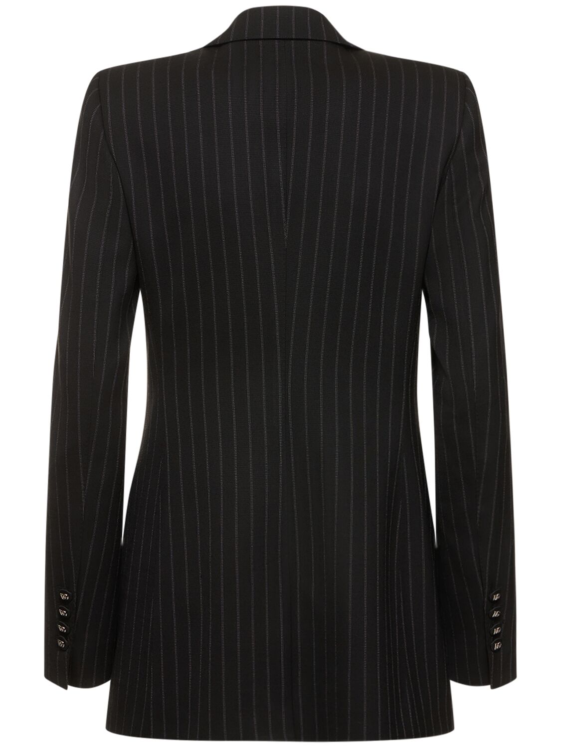 Shop Dolce & Gabbana Pinstriped Wool Single Breasted Jacket In White,black