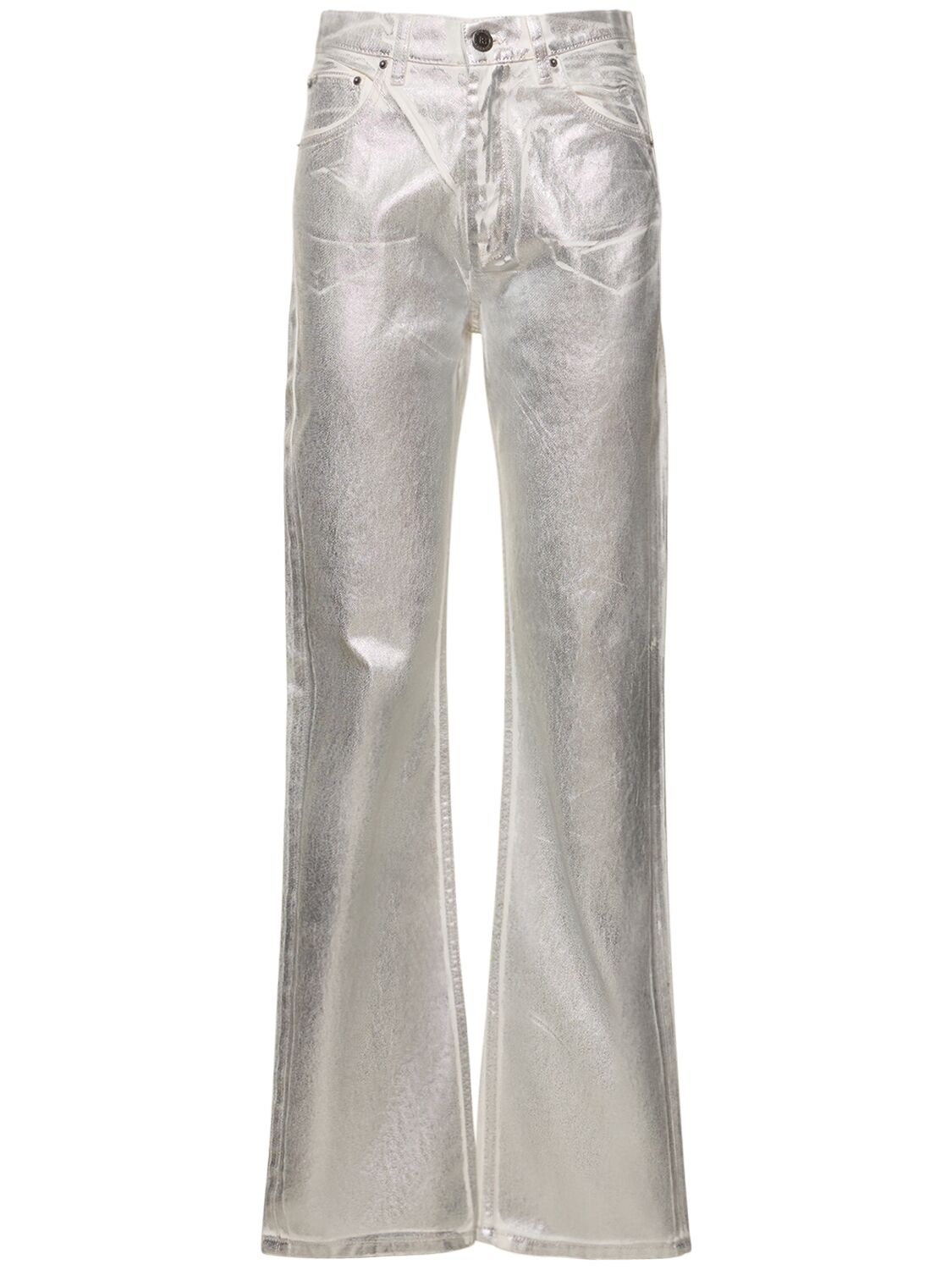 Rotate Birger Christensen Coated Denim Pants In White Alyssum