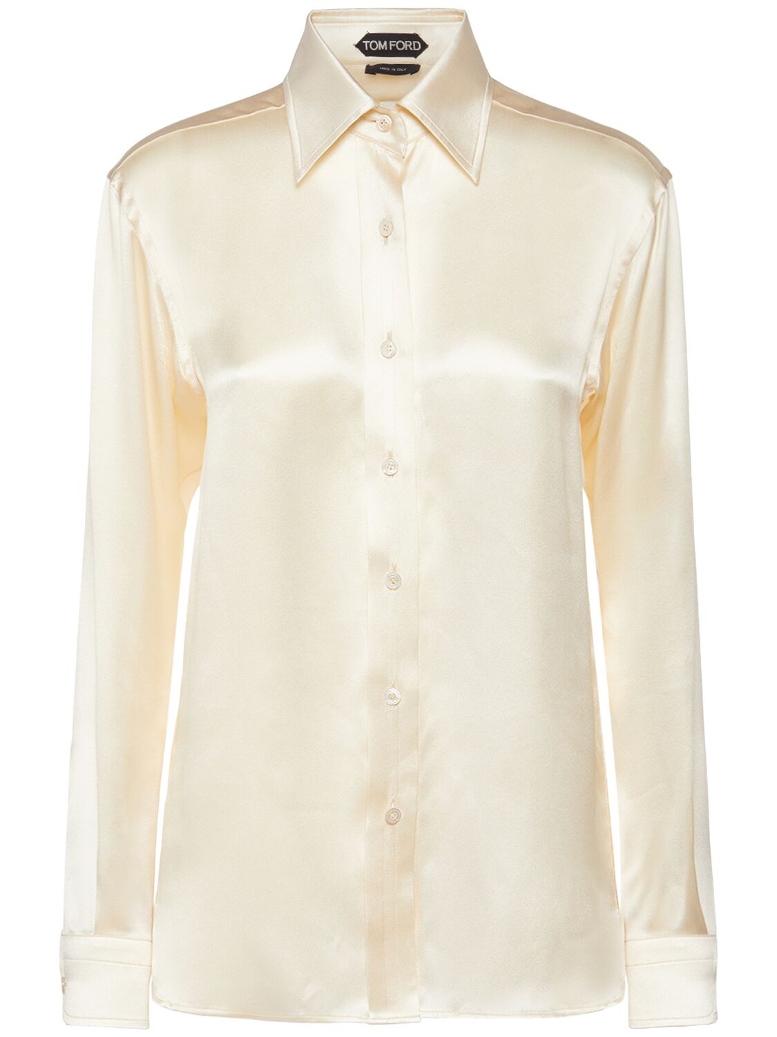 Tom Ford Fluid Silk Charmeuse Shirt In White