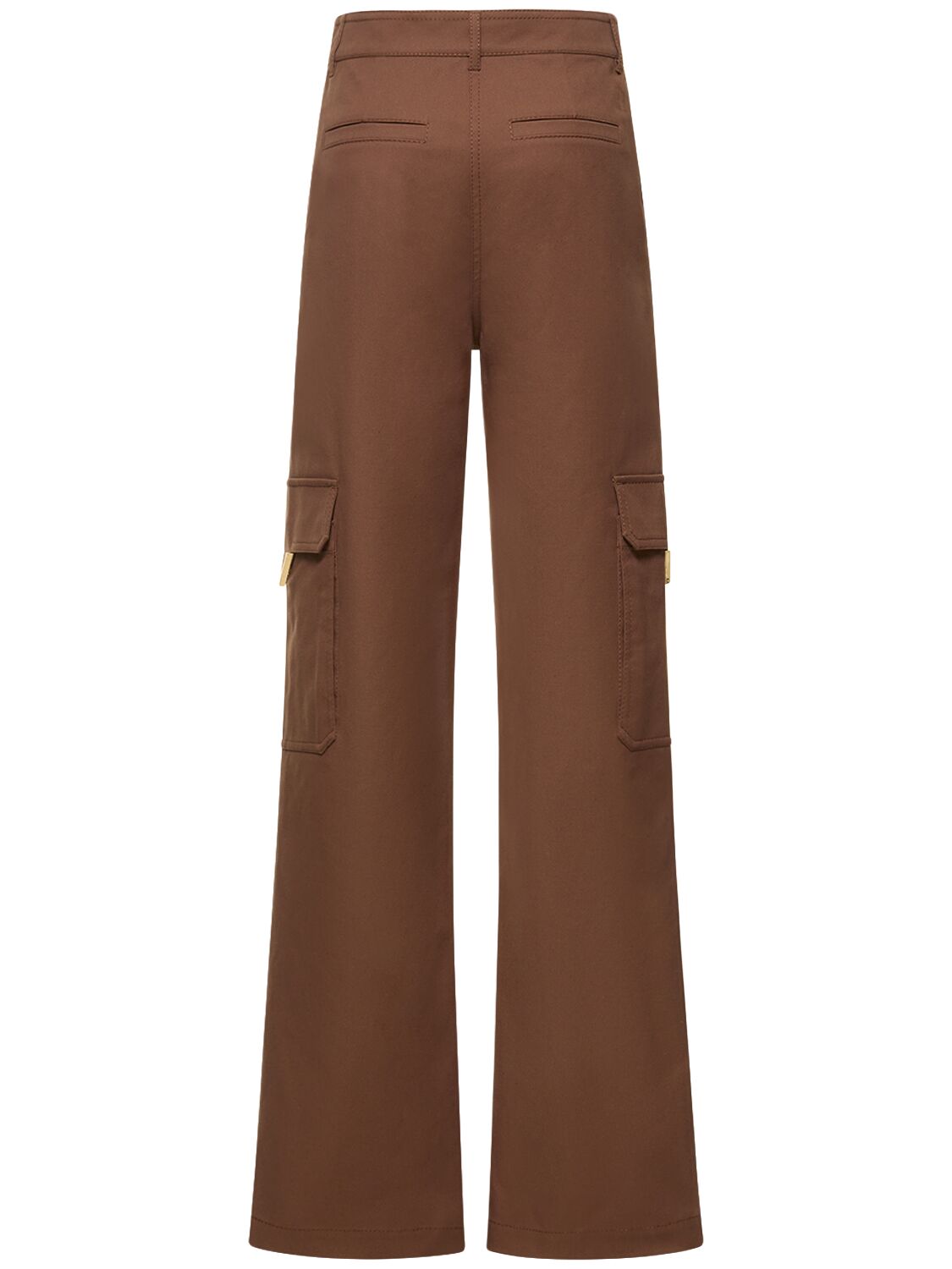 Shop Valentino Canvas Straight High Waist Cargo Pants In Brown