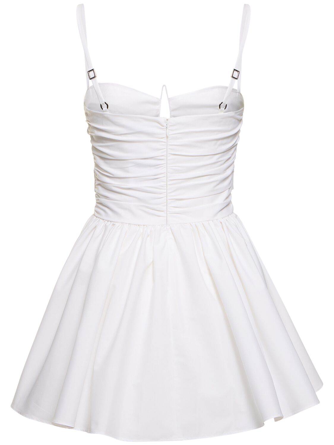 Shop Area Gathered Cotton Blend Poplin Mini Dress In White