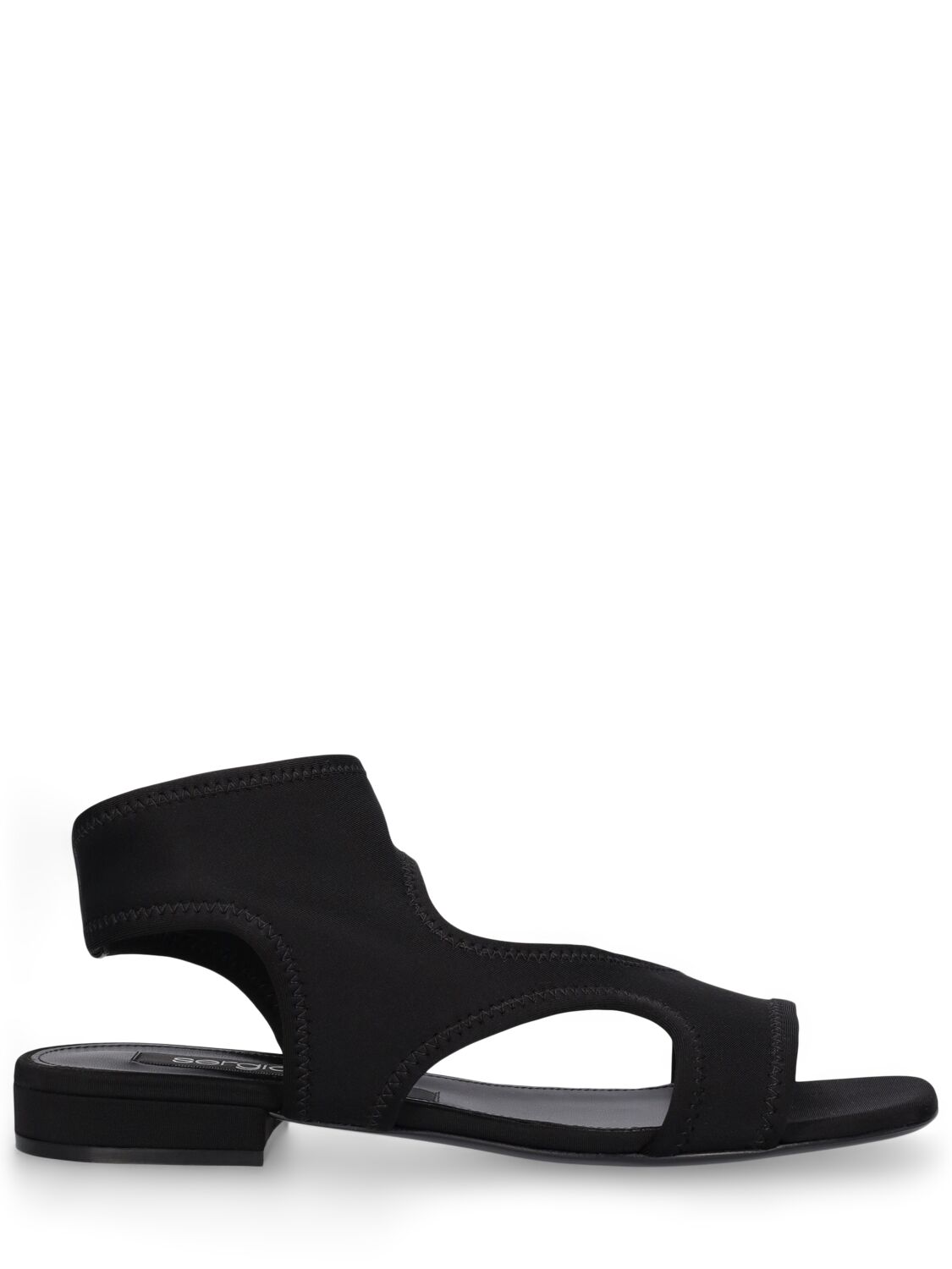 Sergio Rossi 15mm Nylon Stretch Flat Sandals In Black