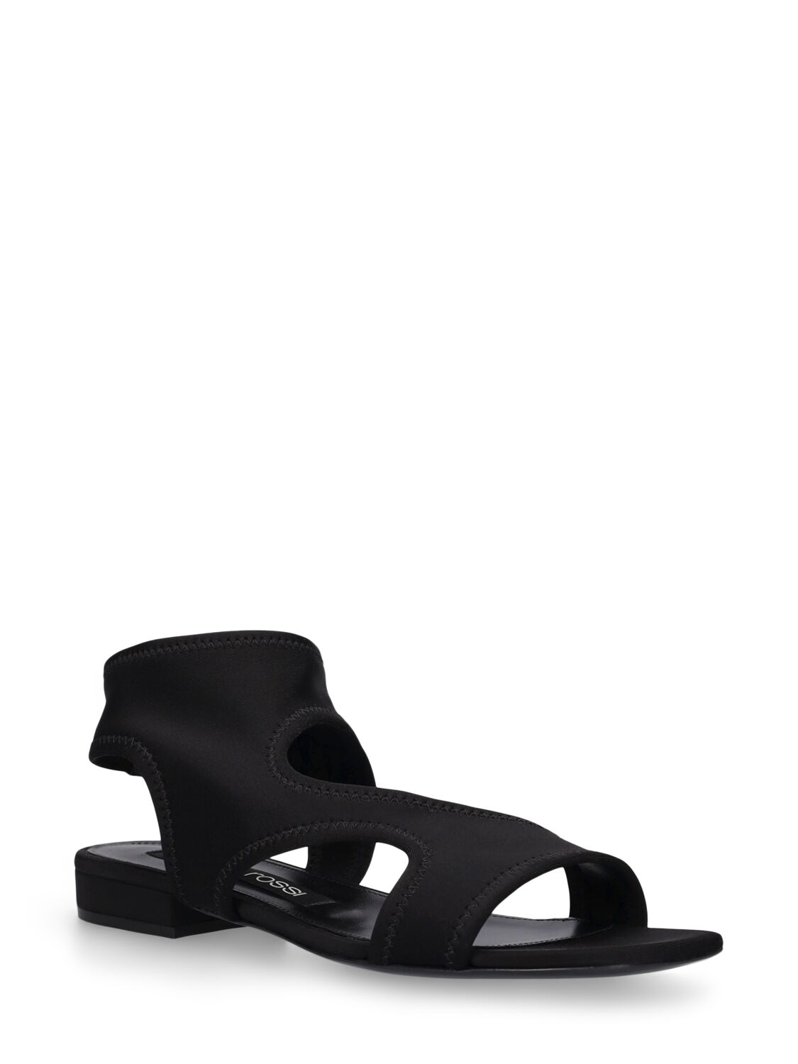 Shop Sergio Rossi 15mm Nylon Stretch Flat Sandals In Black