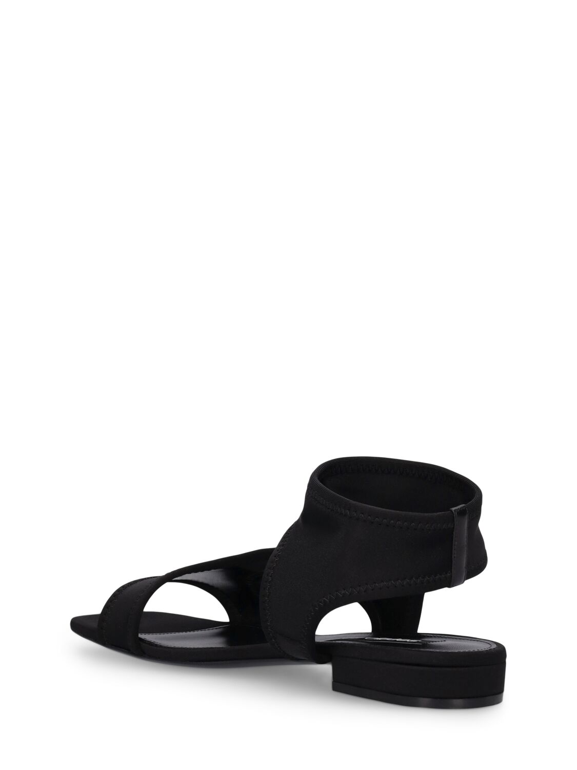 Shop Sergio Rossi 15mm Nylon Stretch Flat Sandals In Black