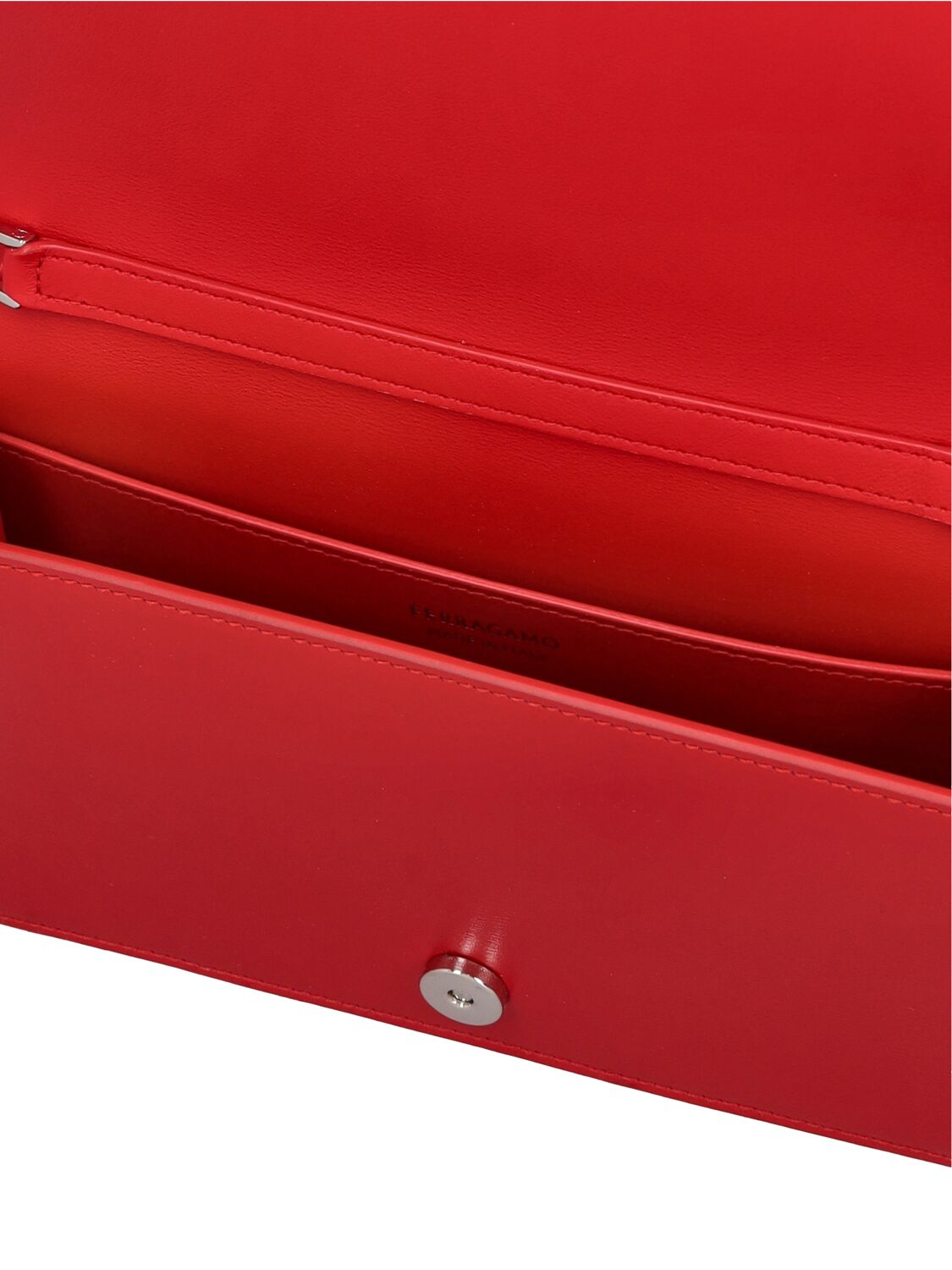Shop Ferragamo Mini Flat Leather Clutch In Flame Red