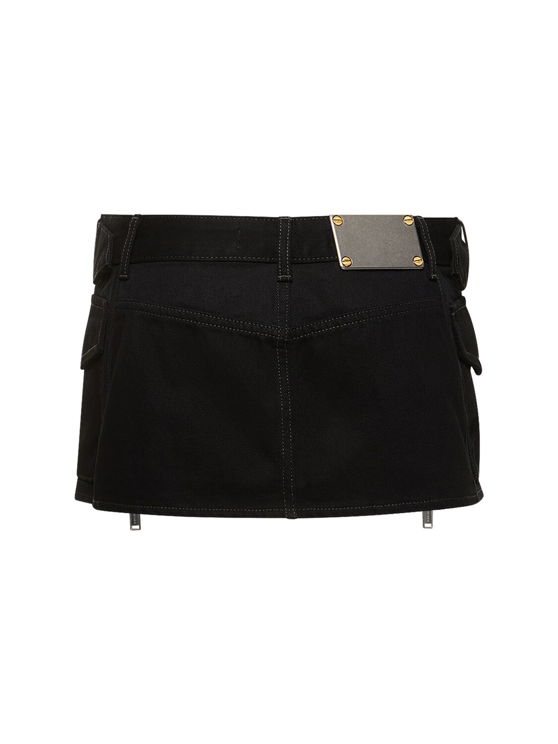 Shop Dion Lee Buckle Denim Mini Skirt In Black