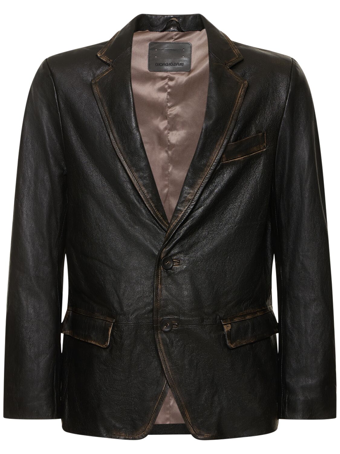 Giorgio Brato Bleached Leather Blazer In Black