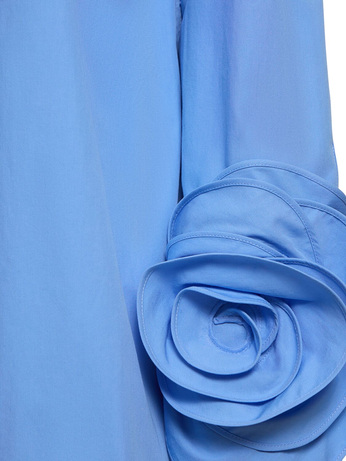 Shop Valentino Cotton Poplin Shirt W/ Rose Cuffs In Periwinkle Blue