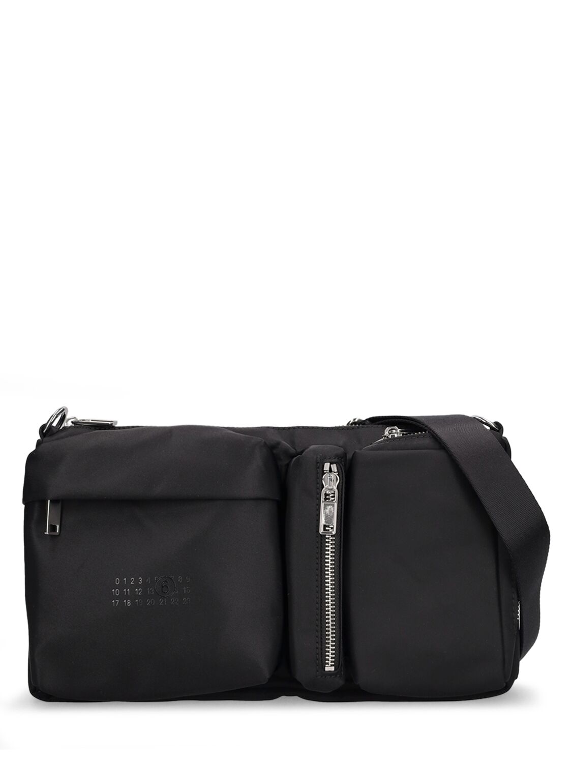 Mm6 Maison Margiela Logo Nylon Crossbody Bag In Black