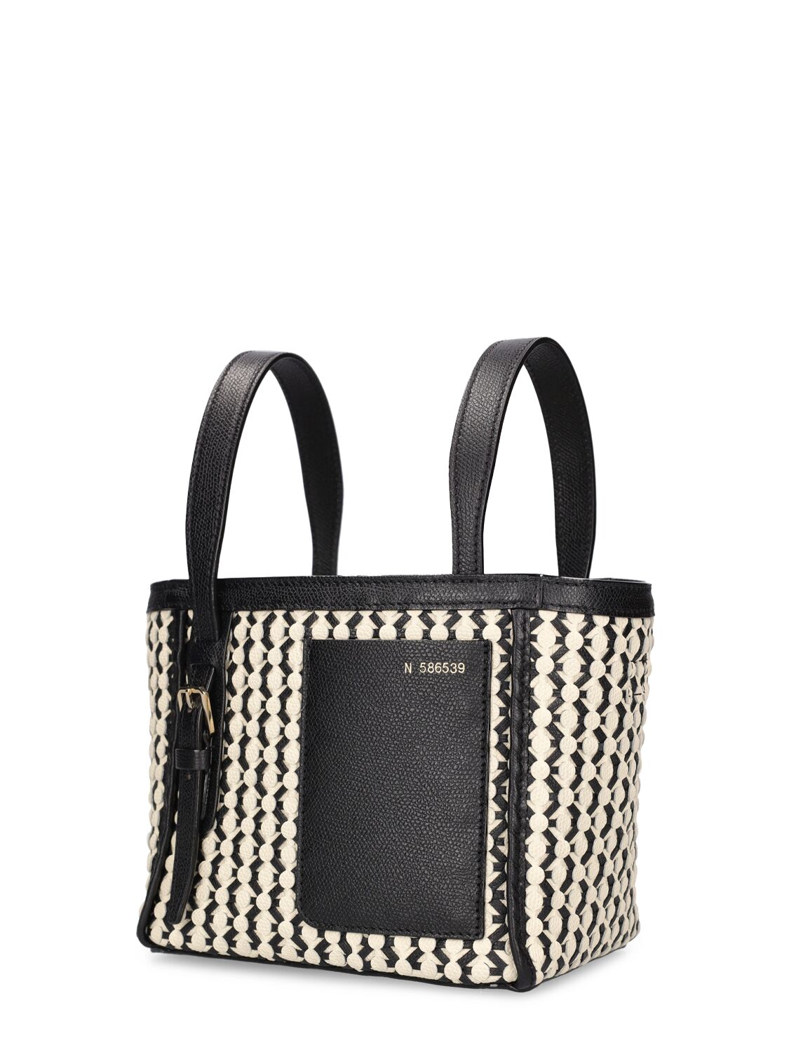 Valextra Mini Bucket Leather Top Handle Bag In Pergamena,nero