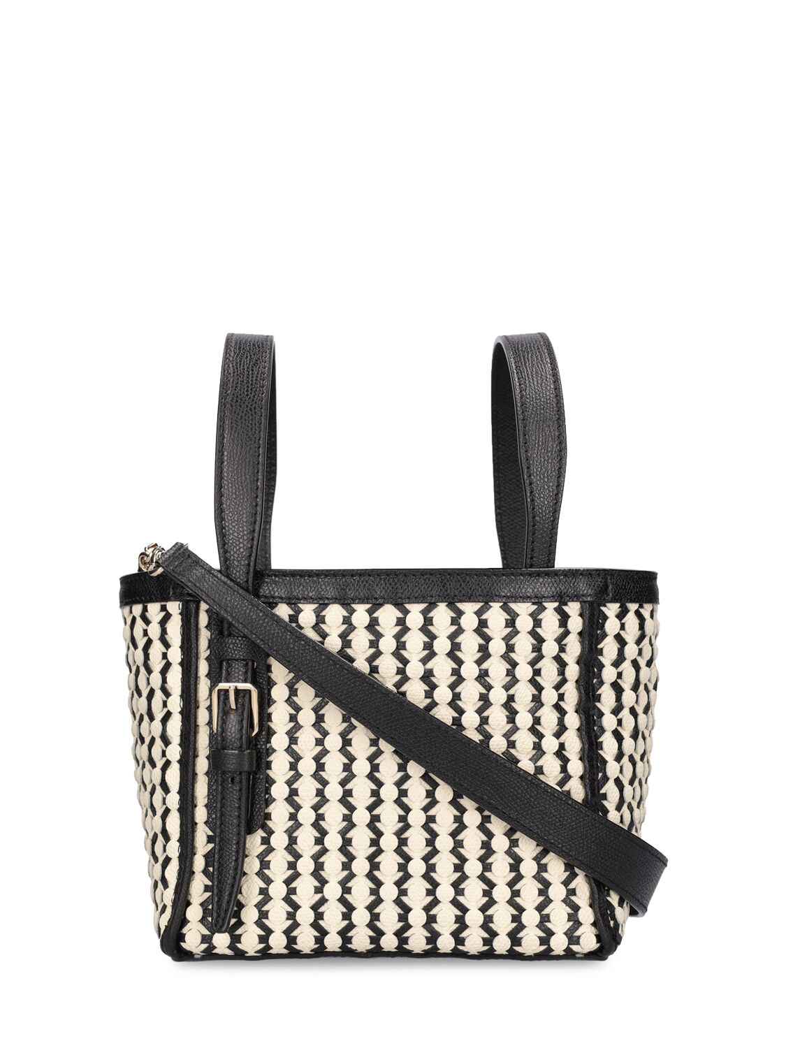 Valextra Mini Bucket Leather Top Handle Bag In Pergamena,nero