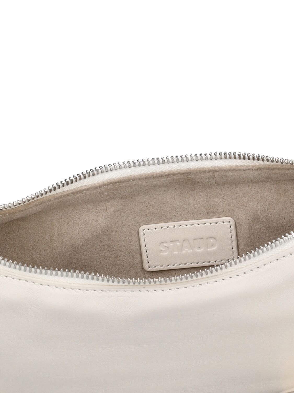 Shop Staud Walker Leather Shoulder Bag In Paper