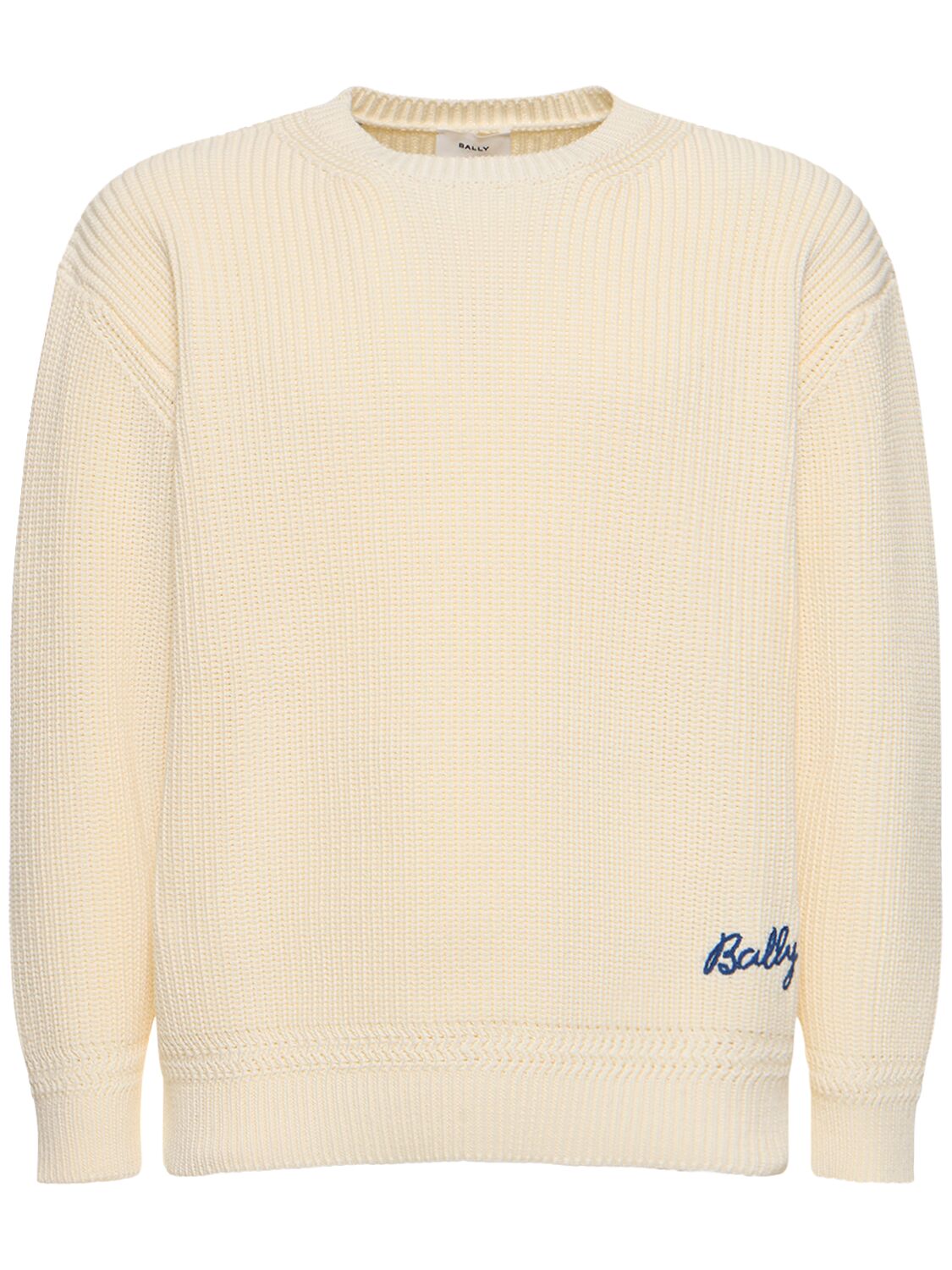 Bally Logo Cotton Sweater In Bone
