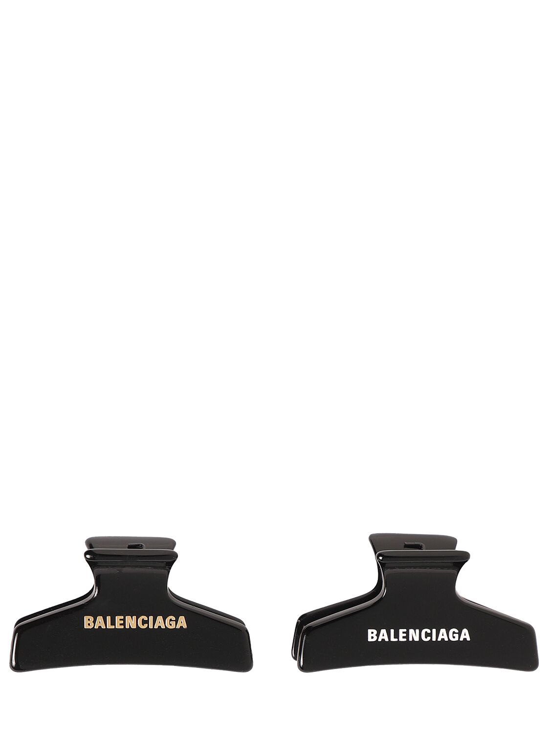 Balenciaga Set Of 2 Holli Acetate Hair Clips In Black,white