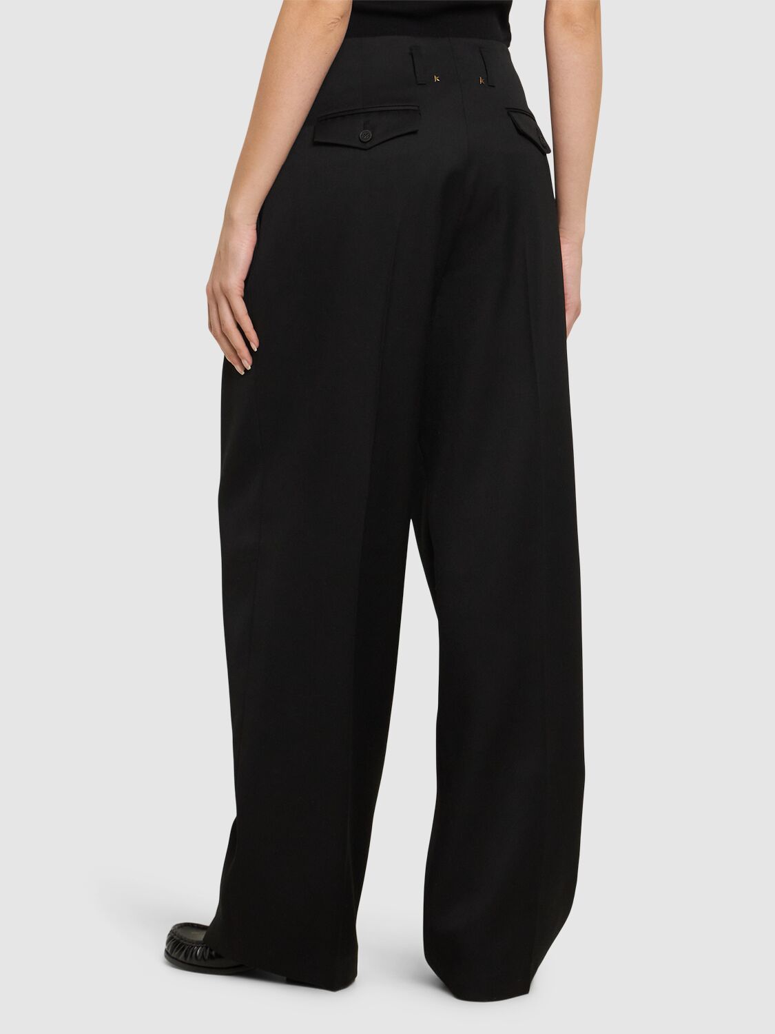 GOLDEN GOOSE Golden Wide Leg Wool Gabardine Pants