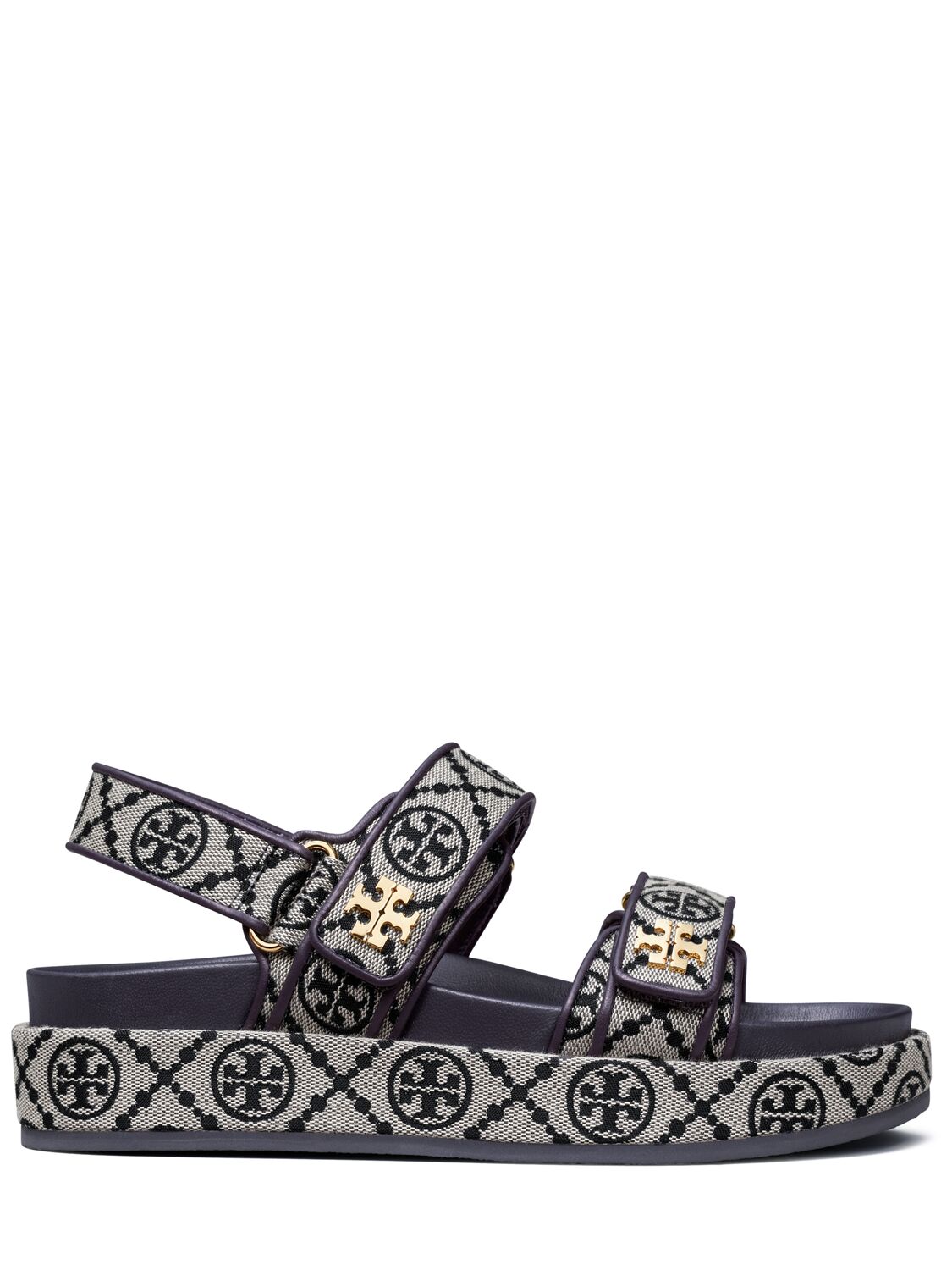 Tory Burch 35mm T Mono Kira Sport Jacquard Sandals In Navy