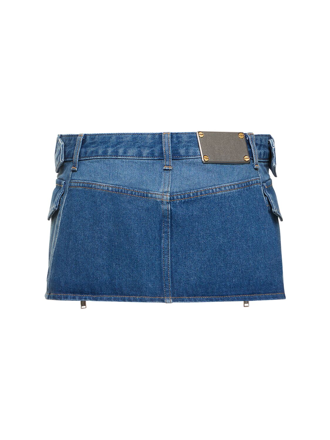 Shop Dion Lee Buckle Denim Mini Skirt In Multi,blue