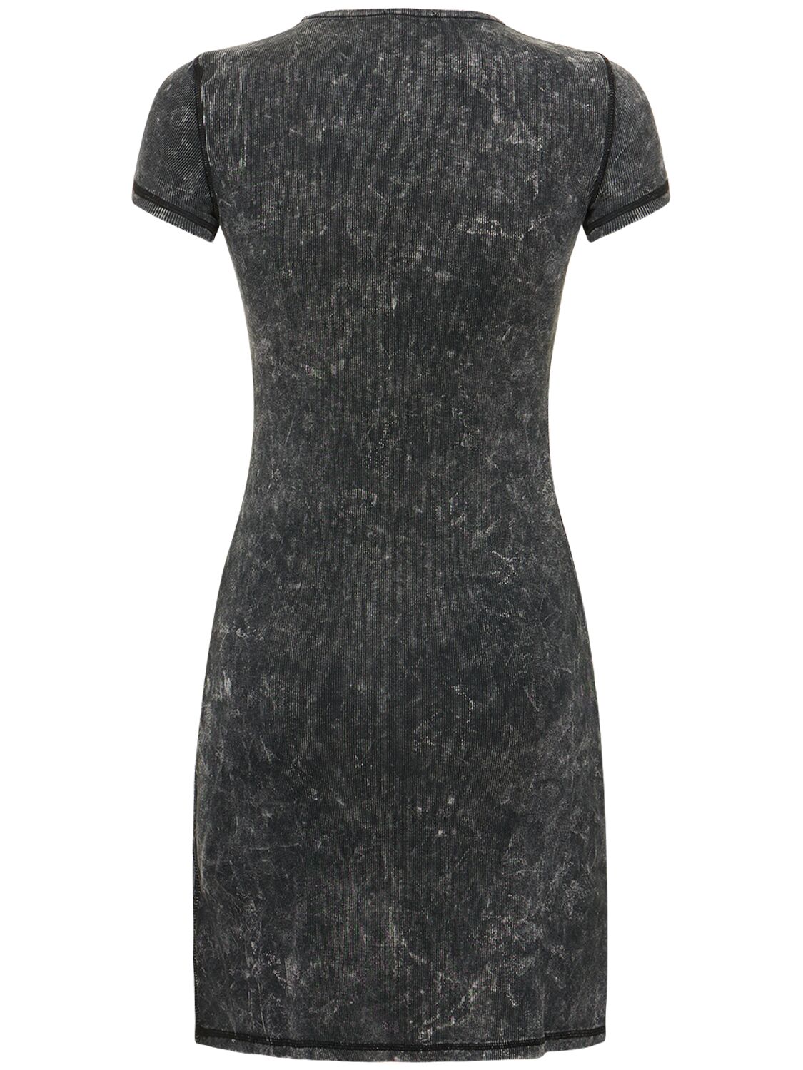 Shop Diesel D-crespe Stretch Cotton Logo Mini Dress In Grey