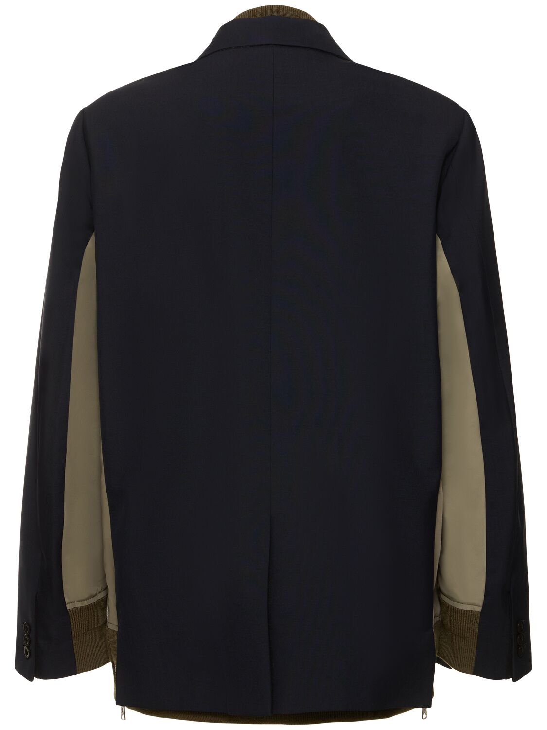 Shop Sacai Tailored Blazer & Nylon Twill Jacket In Navy×khaki Beig
