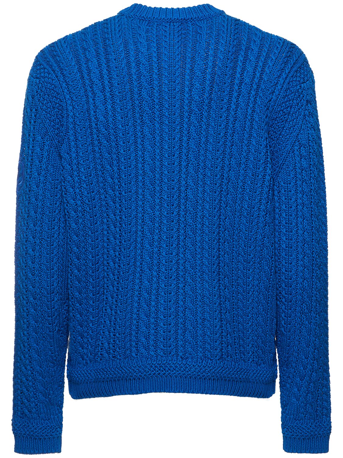 Shop Bally Cotton Crewneck Sweater In Blue
