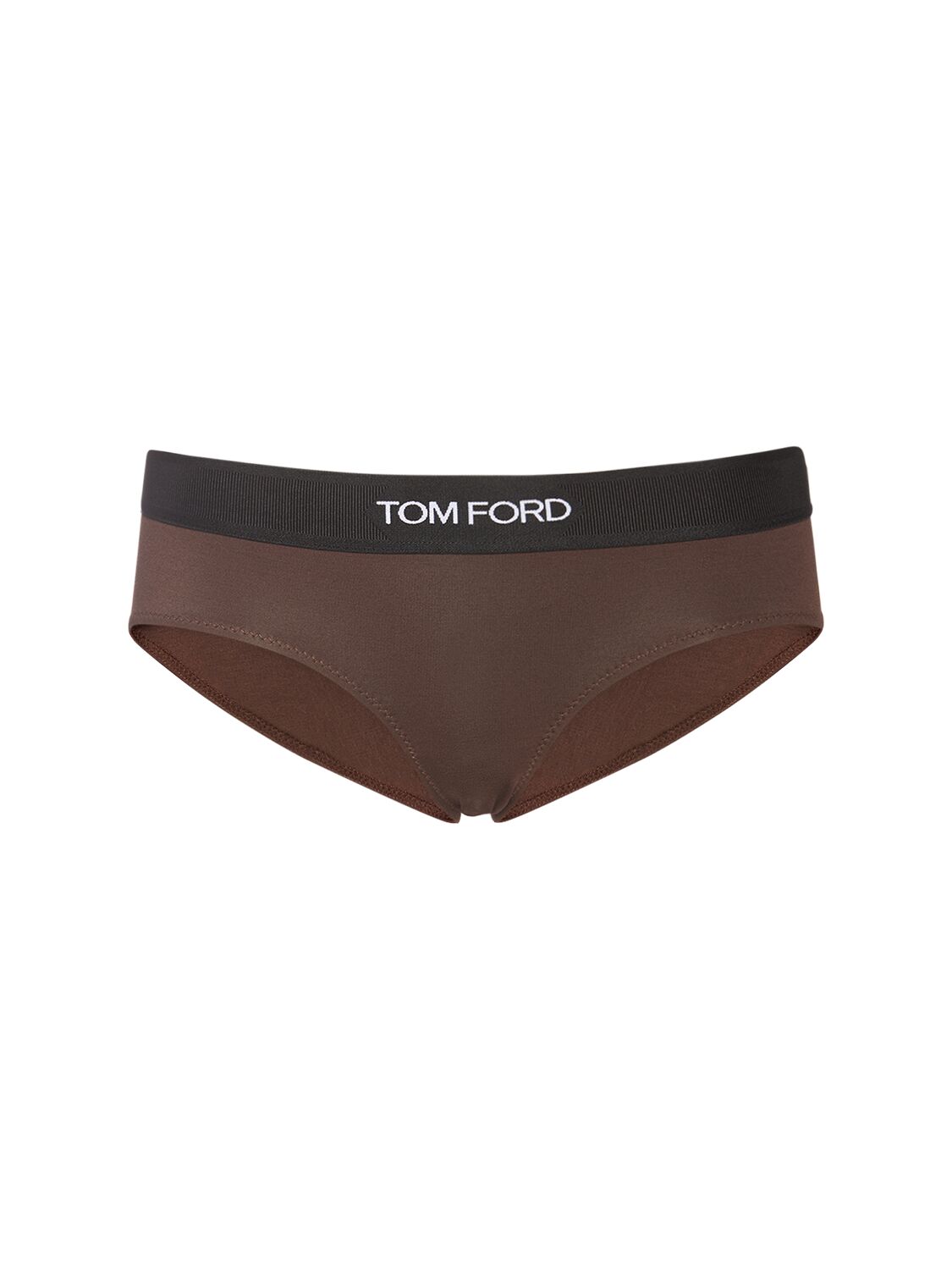 Tom Ford Signature Logo Lycra Briefs In Brown