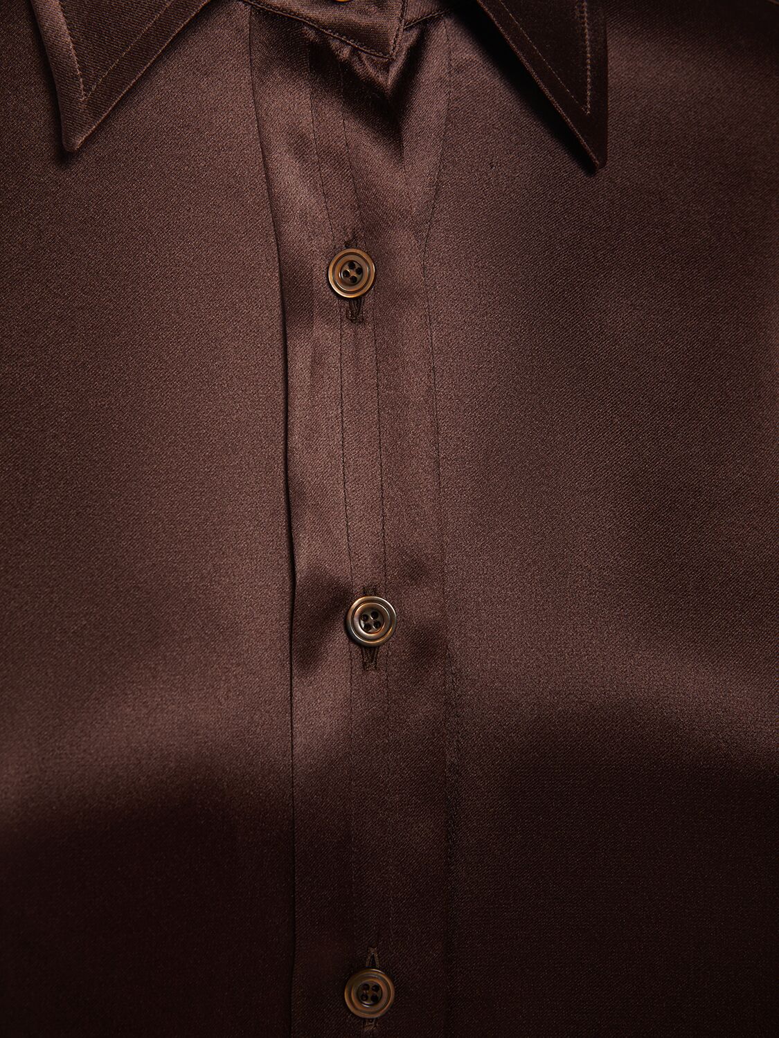 Shop Tom Ford Fluid Silk Charmeuse Shirt In Brown