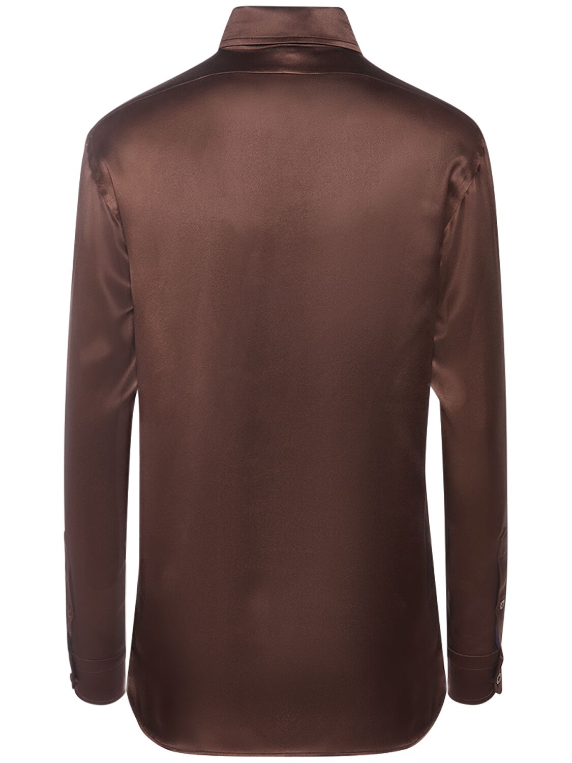 Shop Tom Ford Fluid Silk Charmeuse Shirt In Brown