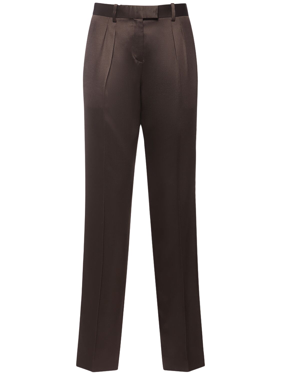 Tom Ford Silk & Wool Twill Bootcut Trousers In Brown