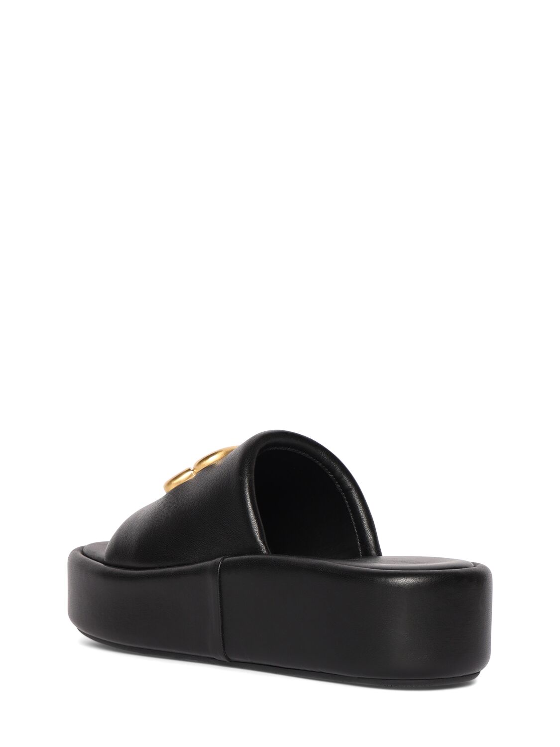 Shop Balenciaga 80mm Bb Shiny Leather Slide Sandals In Black