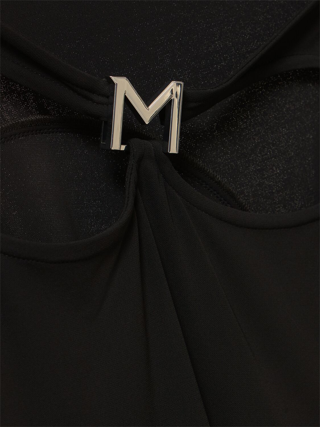 Shop Mugler Logo Jersey Cutout Midi Skirt In Black