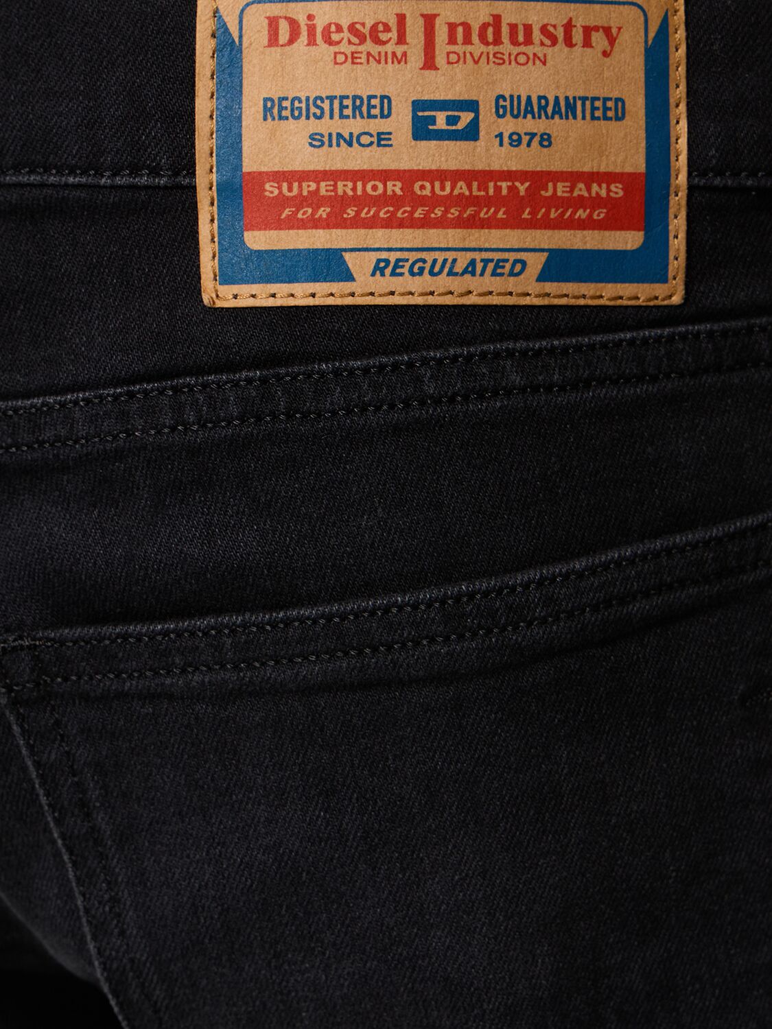 Shop Diesel D-strukt Cotton Denim Slim Fit Jeans In Black