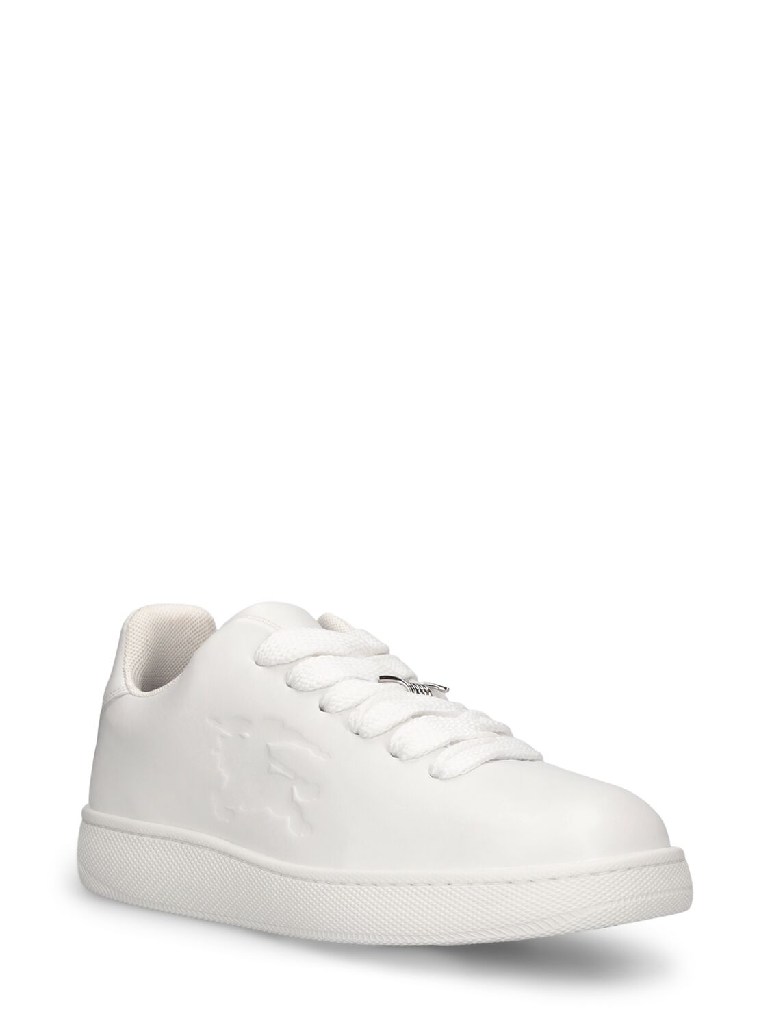 Shop Burberry Mf Ms25 Leather Low Top Sneakers In White
