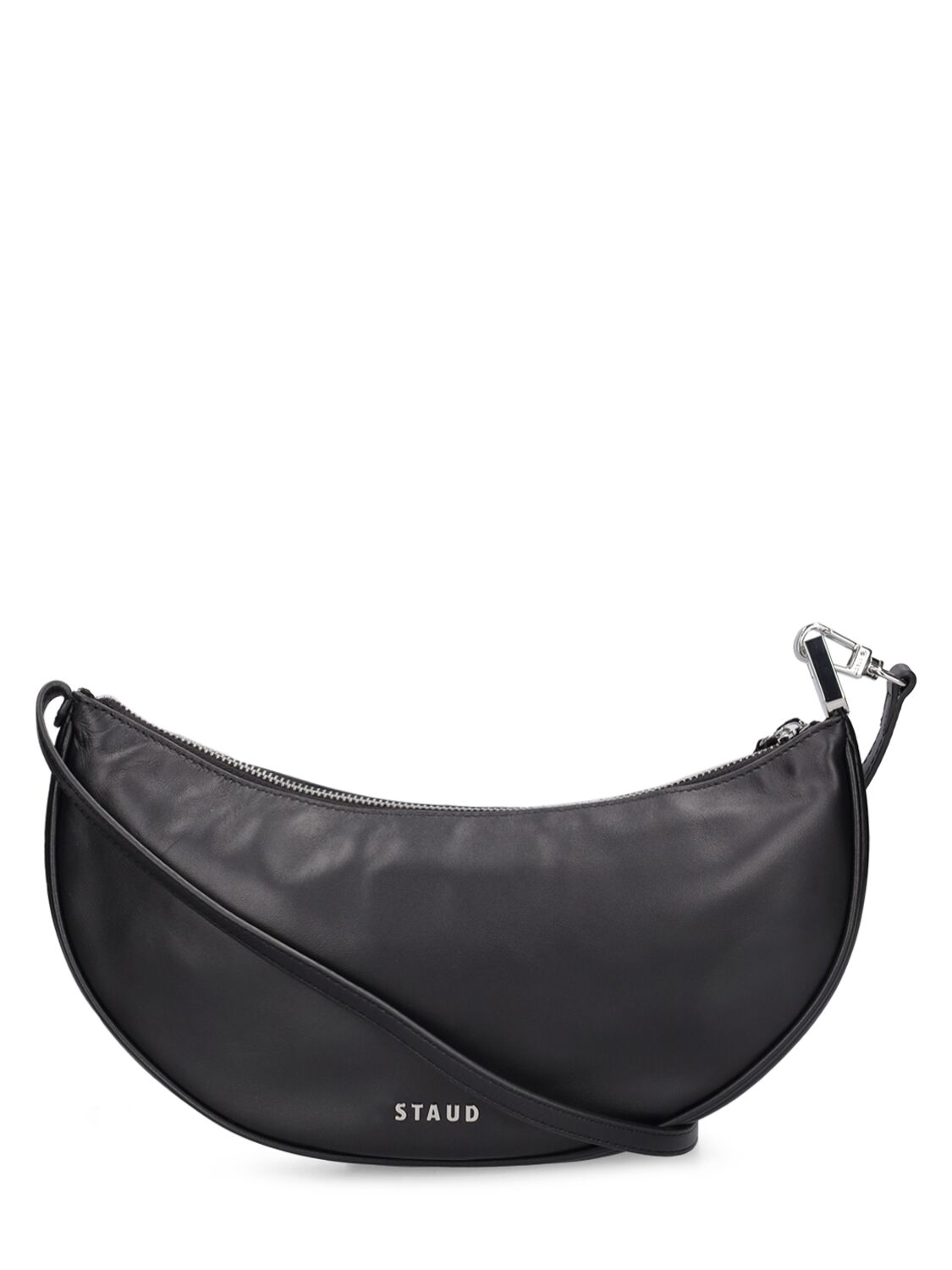 Shop Staud Walker Leather Shoulder Bag In Black