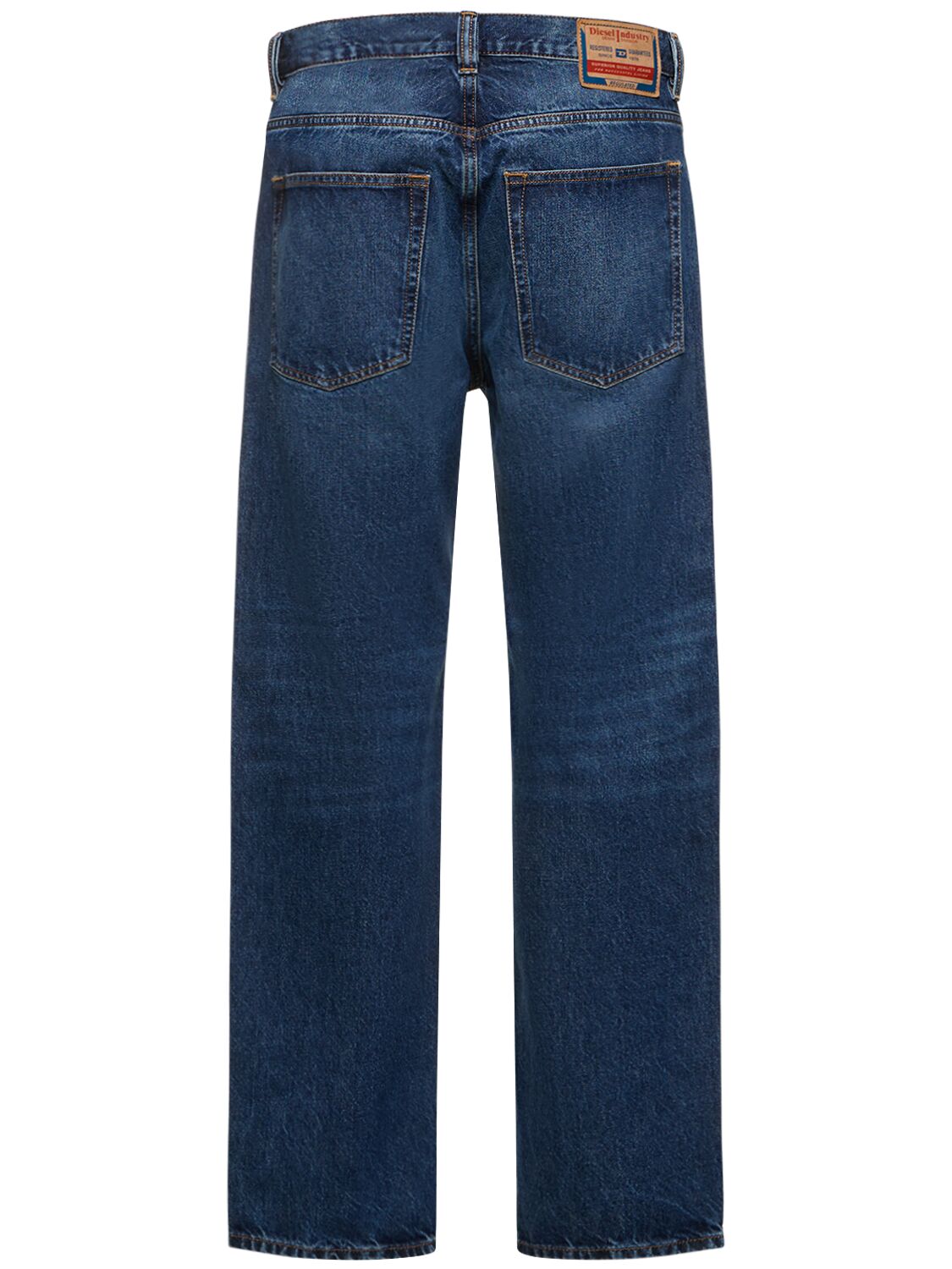 Shop Diesel D-macs Cotton Denim Straight Jeans In Blue