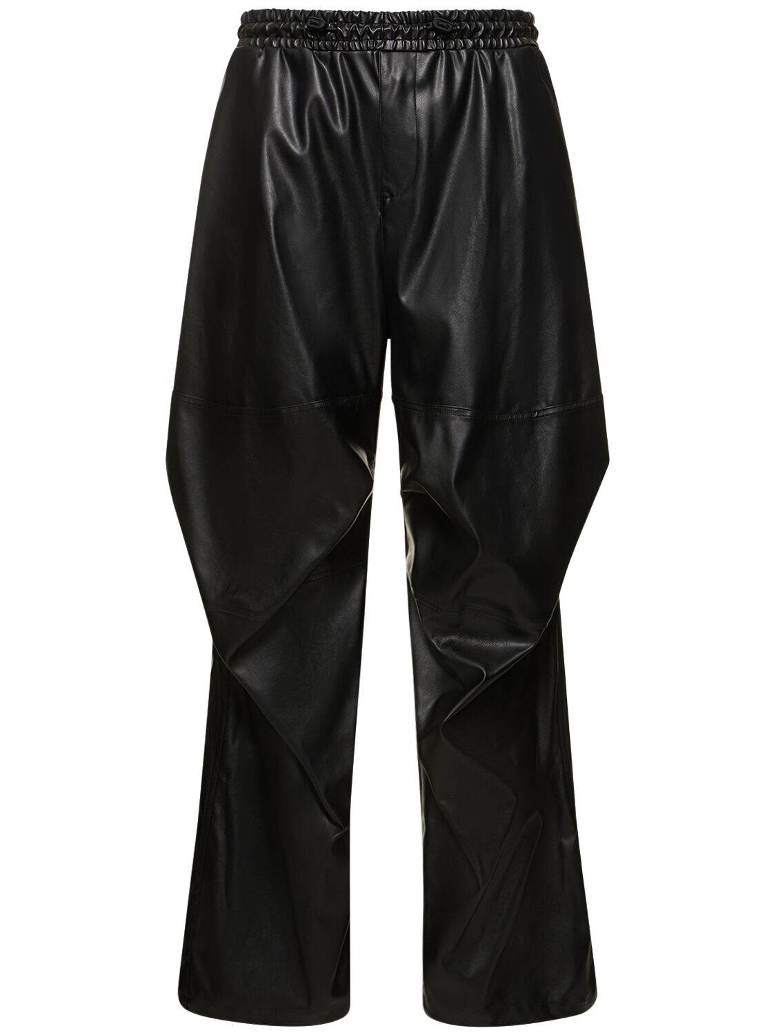 Diesel Oval-d Faux Leather Pants In Black