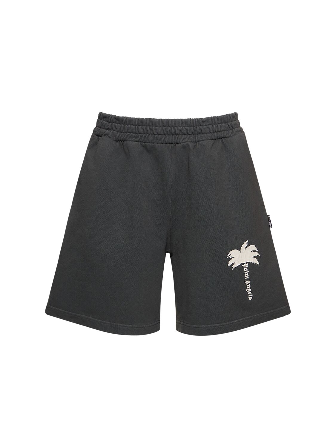 Shop Palm Angels The Palm Cotton Sweat Shorts In Dark Grey