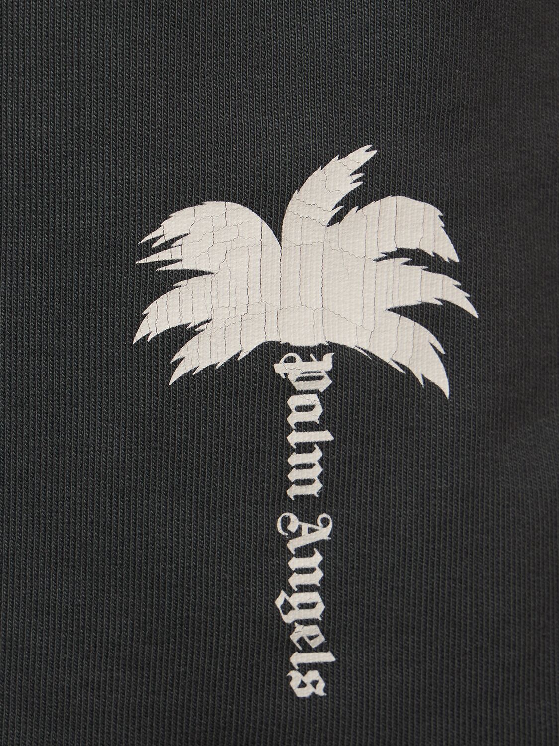 Shop Palm Angels The Palm Cotton Sweat Shorts In Dark Grey
