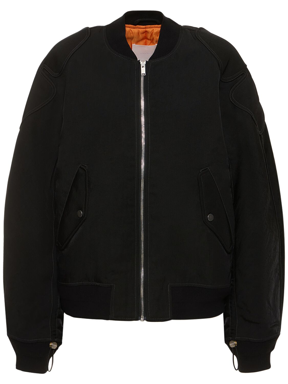 Dion Lee Distressed Nylon Twill Zip Bomber Jacket In 블랙