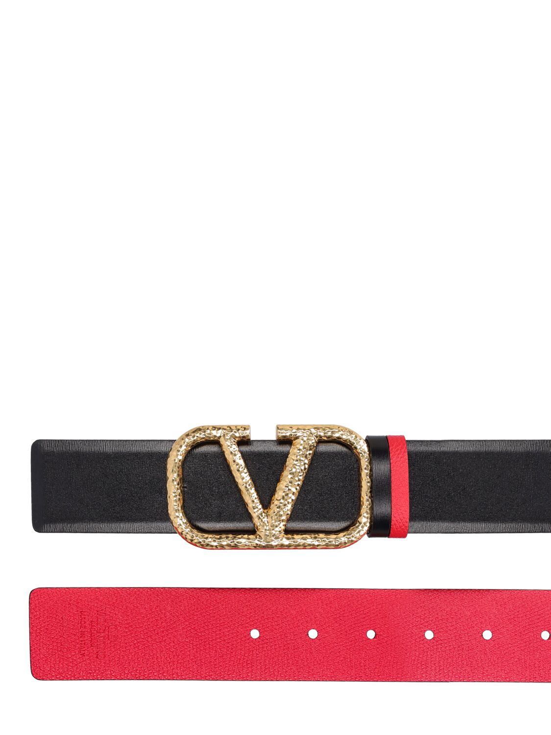 Shop Valentino 40mm V Logo Reversible Leather Belt In Black,rouge