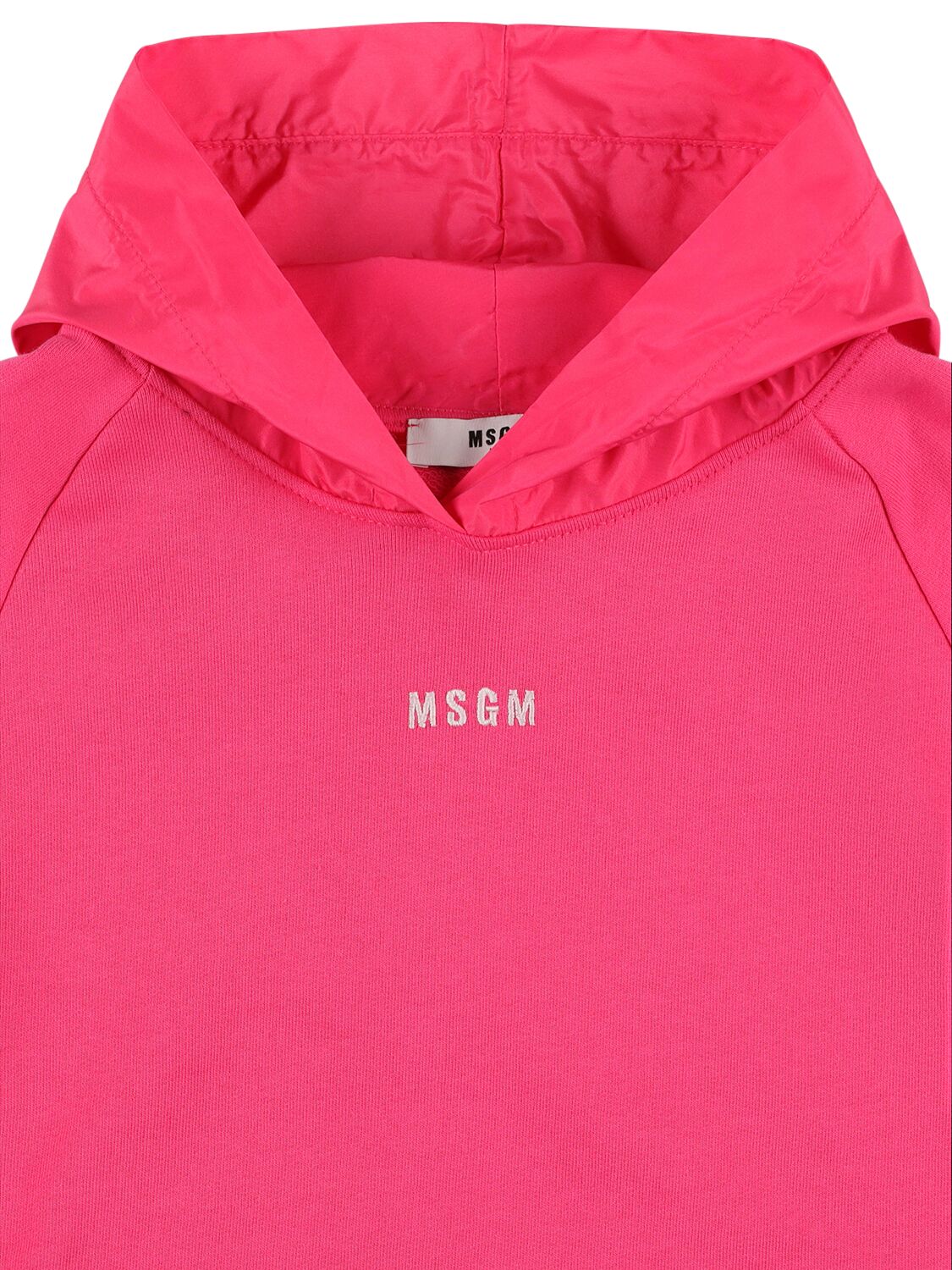 Shop Msgm Logo Cotton Sweatshirt Hoodie In Fuchsia