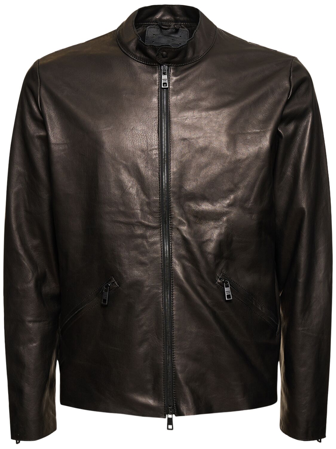 Giorgio Brato Natural Leather Biker Jacket In Black