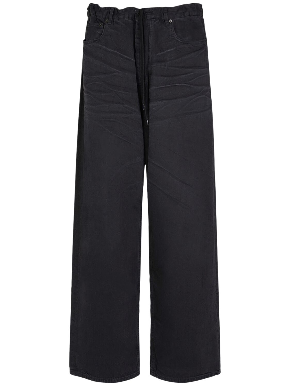Balenciaga Baggy Oversized Cotton Denim Jeans In Black