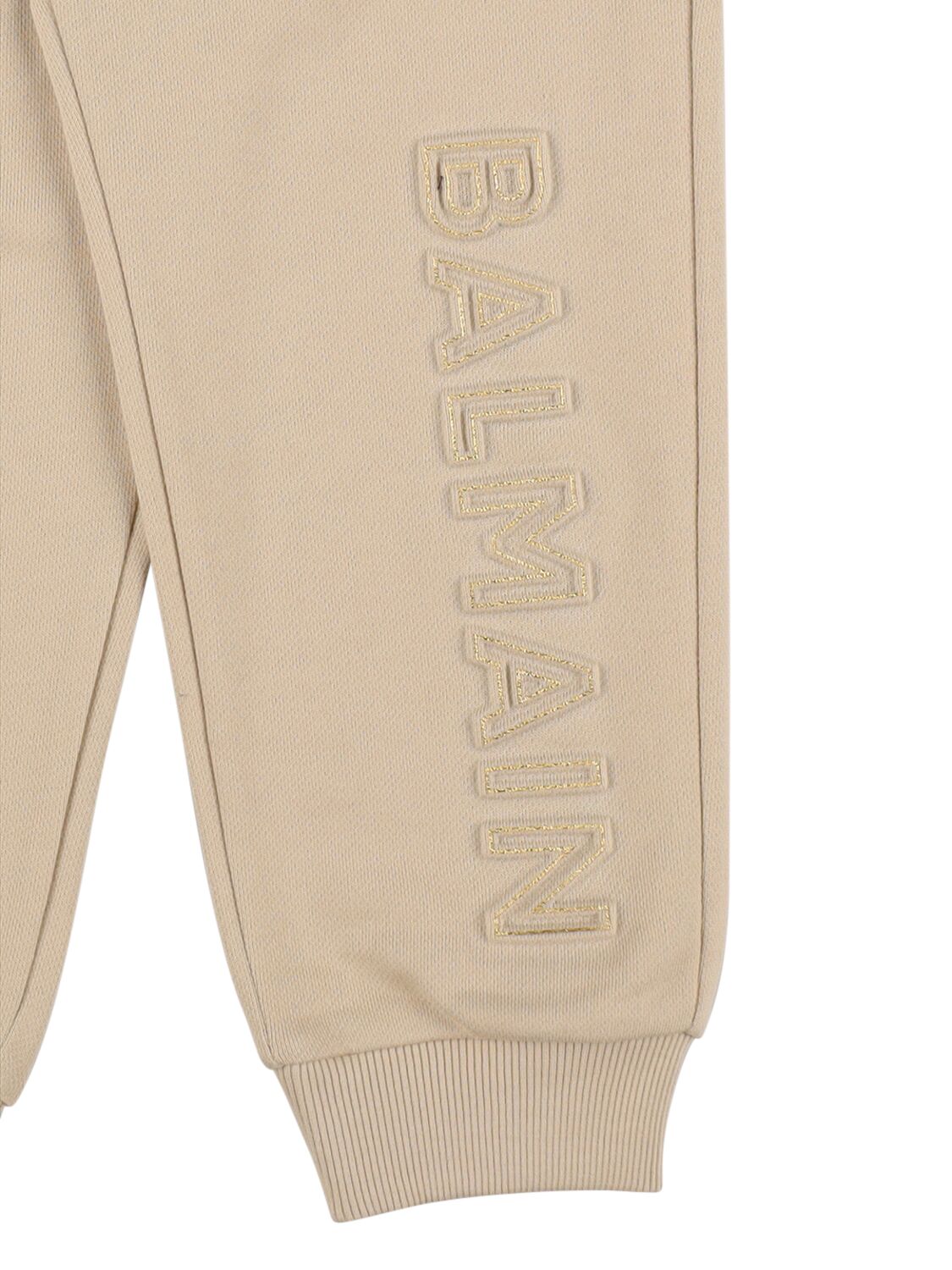 Shop Balmain Organic Cotton Sweatpants In Beige