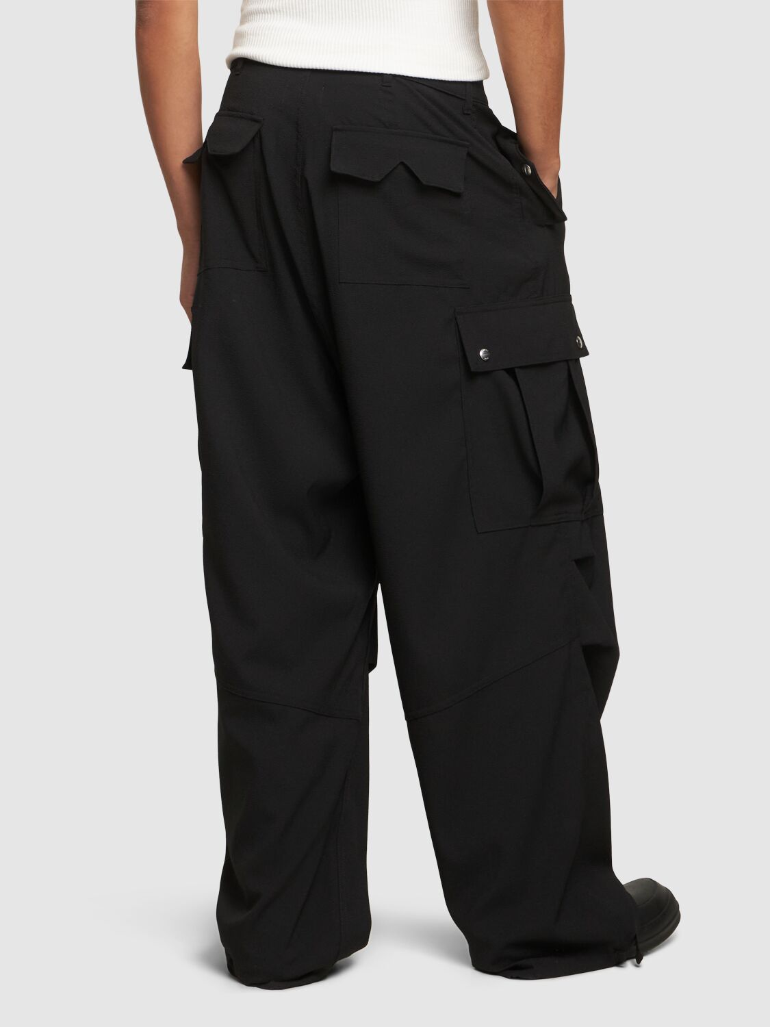 Shop Rhude Seersucker Parachute Pants In Black