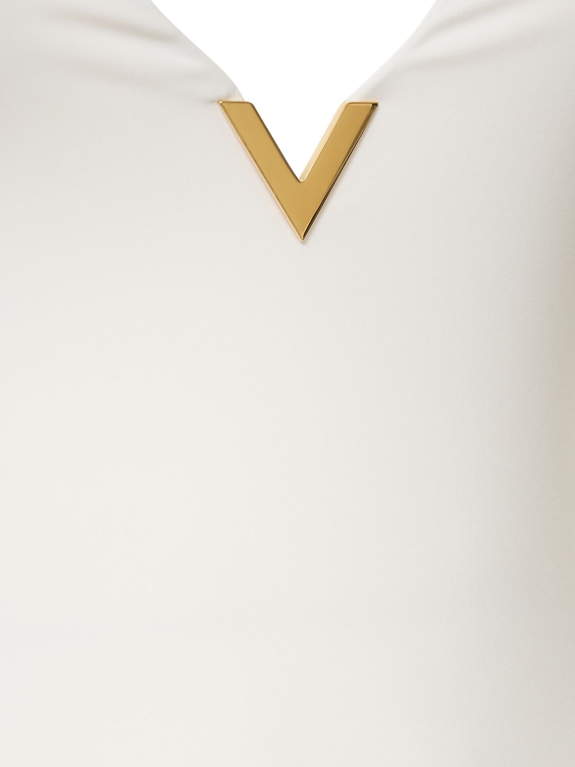 Shop Valentino Lycra V-neck Logo One Piece Swimsuit In White